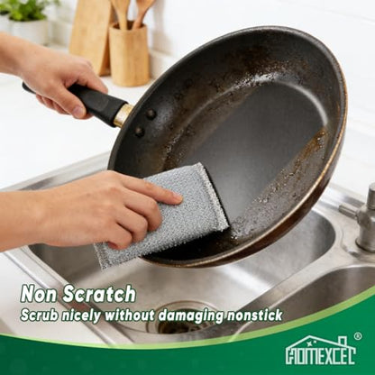 HOMEXCEL All-Purpose Sponge Pads 12PK, Non-Scratch Dish Sponges Safe for Non-Stick Cookware, Pots & Pans, Ideal Cleaning Dish Scrubber Pads for Kitchen, Bathroom and Household - color: Silver