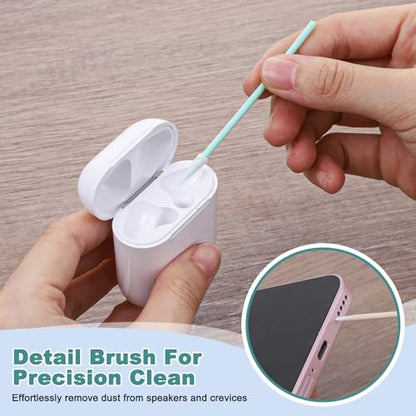 Phone Charge Port Cleaning Tool Kit Anti-Clogging Mini Brushes Cleaner Bendable Mini Soft Round Brushes Multifunctional Cleaning Tool for Speaker USB-C Port Tablet Laptop Computer Wood White Green