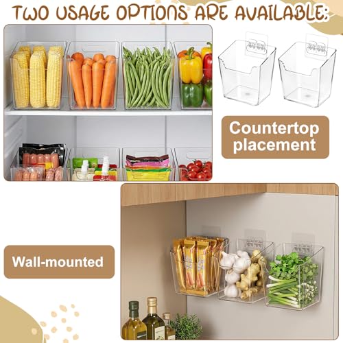 8 Pack Clear Adhesive Wall Storage Bins, Stackable Wall Mount Desktop Organizer Holders for Office Craft Remote Kitchen Sink RV Organization