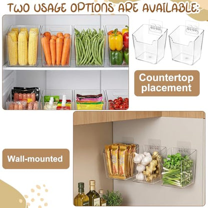 8 Pack Clear Adhesive Wall Storage Bins, Stackable Wall Mount Desktop Organizer Holders for Office Craft Remote Kitchen Sink RV Organization