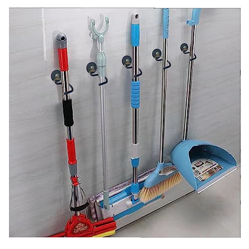 2PCS Magnetic Broom Hooks, Space-Saving Mop Rake Rack, Stainless Steel Heavy Duty Mop Handle
