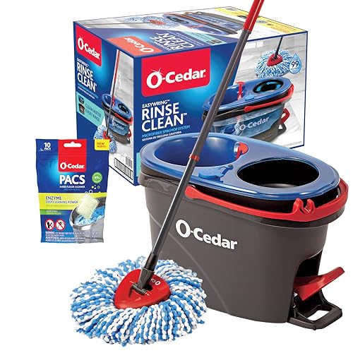 O-Cedar RinseClean Microfiber Spin Mop & Bucket Floor Cleaning System with Citrus Pac (Variety Pack) - size: RC W/Citrus PACS