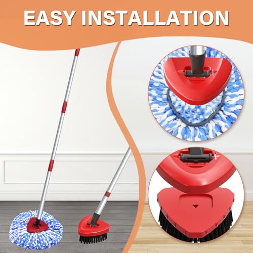 Fatmass Spin Mop Head Replacement for O Cedar RinseClean 2-Tank System,2 Mop Replace Heads + 1 Upgrade Scrubber Brush, 100% Microfiber Mop Refills Deep Cleaning Machine Washable - size: Small (2 Mop Heads+1 Brush)