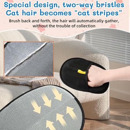 2PCS Pet Hair Removal Gloves, Reusable Double Sided Electrostatic Pet Hair Remover Gloves, Washable Dog & Cat Grooming Gloves for Furniture, Bed, Sheets, Couch, Clothes, Carpet and Car Seat