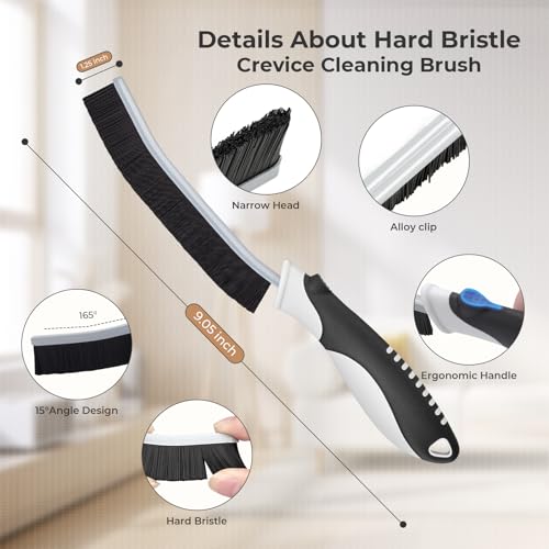TQRR Cleaning Brush-Hard Crevice Cleaning Brushes, Multifunctional Window Groove Brushes, Grout Brush, Cleaning Tool for Bathroom, Kitchen, Toilet, Tile, Sink, Home (6, Black) - color: Black