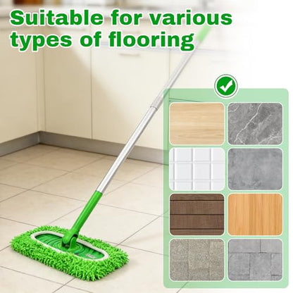 Septo 8Pcs Reusable Microfiber Mop Pads, Replacement Compatible with Sweeper Mop, Refills & Washable Dry Sweeping Cloths for Surface Hardwood Floor Cleaning(Grass Green)
