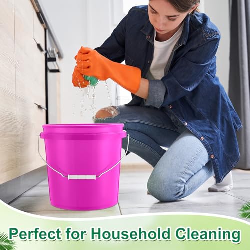 Tioncy 10 Pcs 2 Gallon Plastic Bucket with Lid Heavy Duty 2 Gallon Bucket Pail with Lid Handle for Storage Container Home Household Cleaning (Pink) - color: Pink