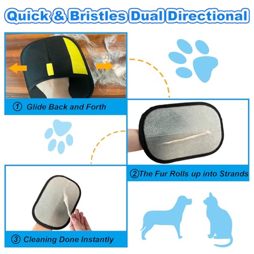 Pet Hair Removal Glove for Cat Dog, Cloth Fur Remover Brush, 2pcs | Magic Electrostatic, Reusable, Washable, Effortless Mitt Tool, Classic Black, Suitable for Furniture, Clothes, Carpet, Couch - color: 2pcs-Black
