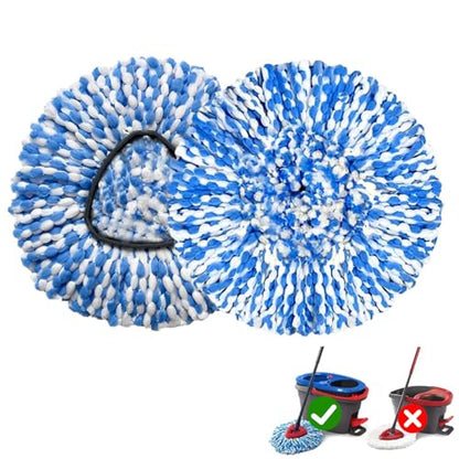 2 Pack Mop Replace Heads Compatible for OCeda, Spin Mop Refill Head Replacement for RinseClean 2-Tank System - Fluffy Microfiber, Machine Washable and Easy to Replace - size: 2 Count (Pack of 1)