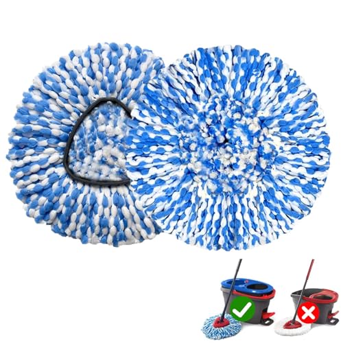 2 Pack Mop Replace Heads Compatible for OCeda, Spin Mop Refill Head Replacement for RinseClean 2-Tank System - Fluffy Microfiber, Machine Washable and Easy to Replace - size: 2 Count (Pack of 1)