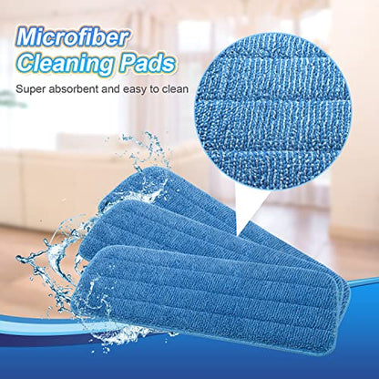 3 Pack Microfiber Mop Pads Replacement for Wet/Dry Mops Floor Cleaning Reusable Mopping Pads Refills for Spray Mops Compatible with Bona Floors Care System and Any Microfiber Flat Spray Mop