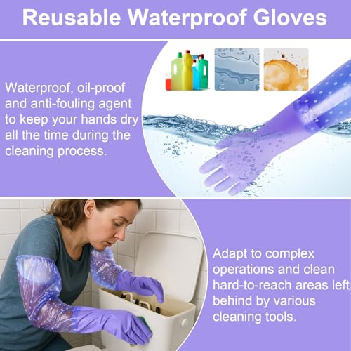 XANGNIER Long Gloves for Cleaning Bathroom,Waterproof Chemical Resistant Gloves Elbow Length,Pvc Full Arm Men & Women Reusable Glove for Gardening,Aquarium,Kitchen,Dishwashing,Household Cleaning,1pair - color: 1 Pair
