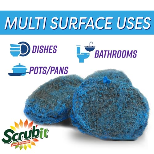 18 Pack Steel Wool Soap Pads by SCRUBIT - Metal Scouring Cooktop Cleaning Pads Used for Dishes, Pots, Pans, and Ovens - Pre-Soaped for Easy Cleaning of Tough Kitchen Grease and Oil