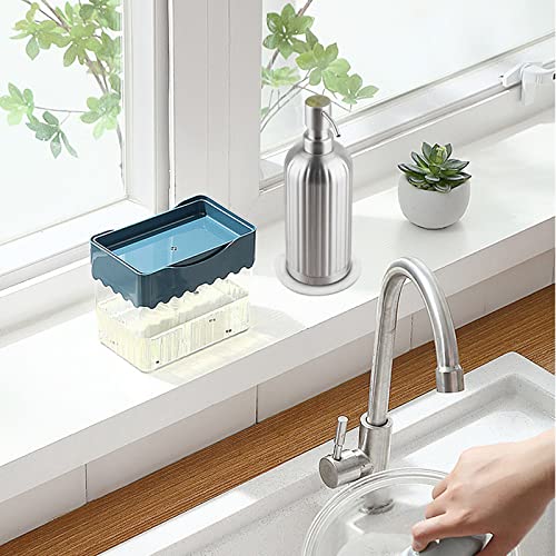 AUMIO Soap Dispenser 18 Oz with Non-Slip Coaster, Stripe Design Dish Soap Dispenser Brushed Nickel, Refillable Liquid Hand Soap Dispenser for Bathroom, Kitchen Soap Dispenser Premium Stainless Steel - color: Silver Stripes