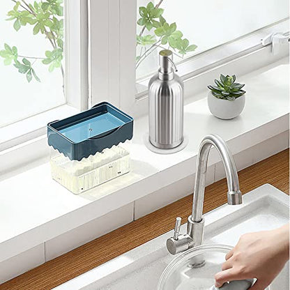 AUMIO Soap Dispenser 18 Oz with Non-Slip Coaster, Stripe Design Dish Soap Dispenser Brushed Nickel, Refillable Liquid Hand Soap Dispenser for Bathroom, Kitchen Soap Dispenser Premium Stainless Steel - color: Silver Stripes