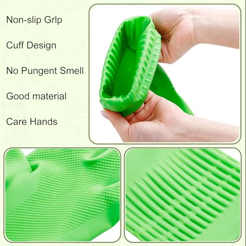 3 Pairs Rubber Dishwashing Gloves,Rubber Cleaning Gloves, Reusable Kitchen Glove for Household,Waterproof - size: Medium