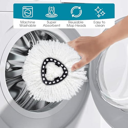 4 Pack Mop Head Replacement Compatible with O Cedar Triangle Swivel Mops,Spin Mop Replacement Head 100% Microfiber,Deep Cleaning,EPSUNORISE Compatible with O Cedar Mops(White) - size: 4pack
