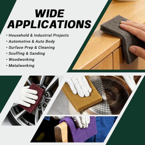 6" x 9" Scuff Pad 10-Pack – Non-Woven Hand Pads for Scuffing, Scouring, Sanding, Cleaning, Blending & Paint Surface Prep – Reusable Aluminum Oxide Abrasive Pads - color: Maroon/Gray