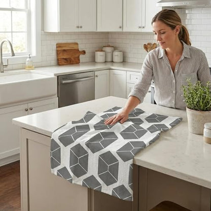 Waffle Kitchen Towels Set of 2 - Ultra Absorbent Quick Dry Dish Towels - Sustainable Reusable Cleaning Tea Towels - Lightweight Hand Towels for Kitchen & Bathroom, 16” x 28” (Rhombus) - style: Rhombus