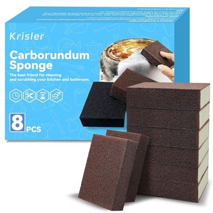 Krisler 8pc Carborundum Sponge Nano Emery Sponges Caspian Stone Pot Clean Brush Rust Eraser Grit Scouring Pads Pot Cleaning Pads with Carborundum Washing Kitchen Cleaner Tool(thickness-1inch) - size: Brown 1 Inch (Pack of 8)