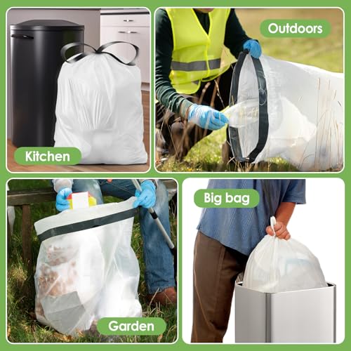 18 Gallon 120 Counts Strong Drawstring Trash Bags Garbage Bags by Teivio, Bathroom Trash Can Bin Liners, Plastic Bags for home office kitchen, White - style: 120-18Gallon-White