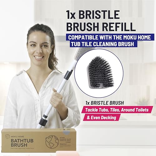 Moku Home Replacement Bristle Brush for Moku Home Extendable Tub Tile Shower Scrubber for Cleaning Non-Scratch (1x Bristle Brush (Gray)) - color: 1x Bristle Brush (Gray)