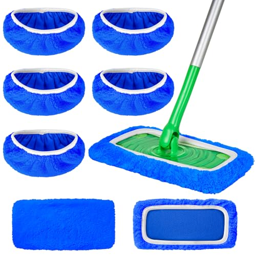 5 Pack Reusable Microfiber Mop Pads Compatible with Swiffer Sweeper Mop, Wet and Dry Flat mop Cover, Washable Mop Pads for Surface/Hardwood Floor Cleaning (Mop is Not Included) - color: 5 Pack Navy Blue