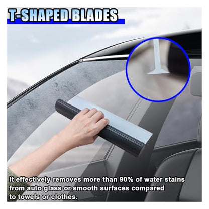 2PCS Automotive Squeegee, 12 Inch T-Bar Water Blade Squeegee for Drying, Flexible Silicone Car Water Wiper, Car Water Squeegee Fits Windshield, Glass, Mirror, Bathroom, Window (12inch) - size: 12inch
