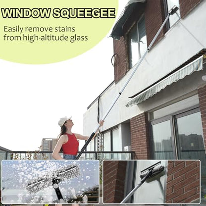 【Upgrade Anti Rotation 】 24ft High Reach Duster Kit,5-18ft Lightweight Aluminum Alloy Extension Rod,7-Piece Set,210° Steering Head Clean Various Angle,for Cleaning Ceiling,High Wall - size: 18Ft