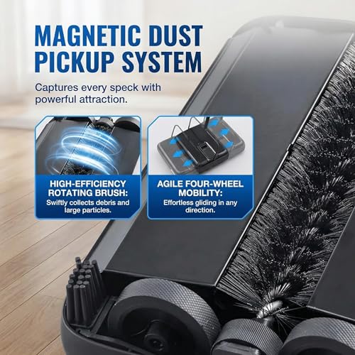 Manual Carpet Sweeper, Electric-Free Quiet Floor Sweeper with 300ml Easy-Empty Dustbin, 6.7” Cleaning Width for Pet Hair, Crumbs, Dust on Carpets, Hardwood, Tile - Home & Office Use (Purple) - color: Purple
