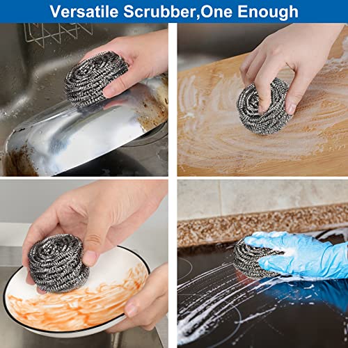 10 Pack Stainless Steel Scrubber, Steel Wool Srubber for Scouring Stubborn Messes from Pots and Pans, Stoves,Broiler Racks,Grills and More - size: Stainless Steel-Pack of 10 Scrubbers