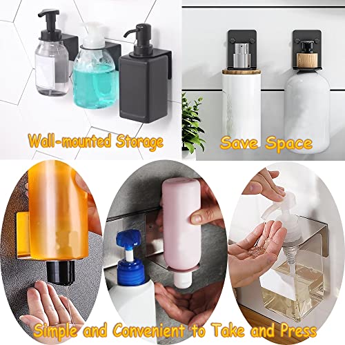 BiJun Soap Bottle Dispenser Holder Wall Mounted, Hand Pump Bottles Dispenser Stand Hanging Rack Shampoo Standing Shelf Storage Holder Bracket for Bathroom Kitchen (Silver 2 Pack) - color: Silver 2 Pack