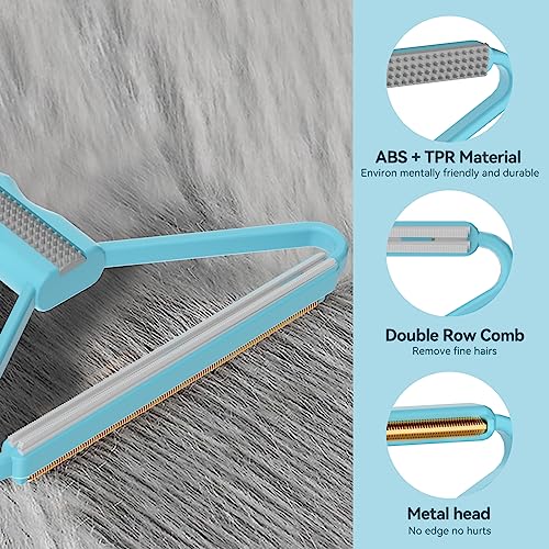 Pet Hair Remover 3-Pack,Dog Cat Fur Tool,Portable Carpet Scraper | Multi Purpose Pet Hair Removal Brush, Fits Carpets Clothes Car Mats Couch Pet Bed Furniture, Removes Fur Lint & Fuzz - color: Sky Blue With Gray