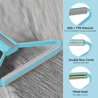 Lint Remover, Pet Hair Remover, Carpet Rake for Dog Cat Fur Removal 1 PCS | Dual Use Lint Brush & Shaver, Pet Hair Removal Tool, Cleans Car Mat Couch Pet Bed Furniture Rug, Removes Pet Fur Quickly - color: Blue With Gray