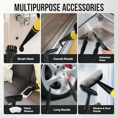 Comforday Multi-Purpose Handheld Pressurized Steam Cleaner with 9-Piece Accessories, Perfect for Stain Removal, Curtains, Car Seats, Floor, Carpet, Window Cleaning