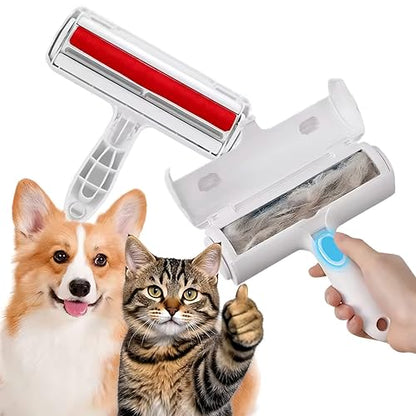 Reusable Pet Hair Remover Roller – Dog & Cat Fur Lint Cleaner for Sofa, Carpet, Bed & Car Seats – No Adhesive Required - color: White/Red