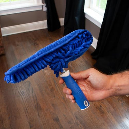 Unger Connect and Clean Microfiber Ceiling Fan Duster, Household Cleaning Supplies to Trap Dust and Dirt, Reusable and Machine Washable Sleeve, Compatible with Threaded Poles for Higher Access - style: Ceiling Fan Duster (Blue)