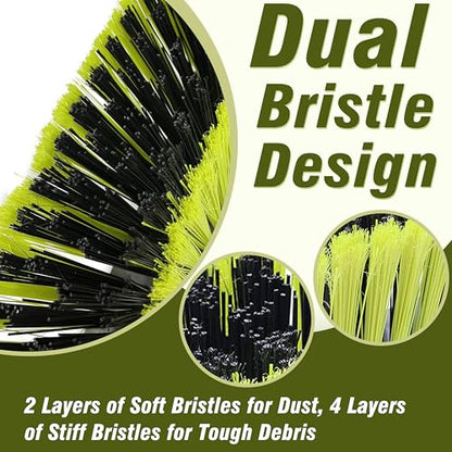 Upgraded 18" Push Broom with Adjustable Long Handle, Total Length is 55", Multi-Surface Floor Scrub Brush for Cleaning Deck, Patio, Garage, Driveway - size: 18" Push Broom + 55" Handle