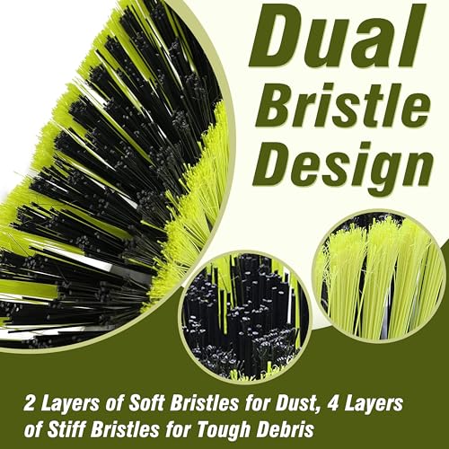 Upgraded 18" Push Broom with Adjustable Long Handle, Total Length is 55", Multi-Surface Floor Scrub Brush for Cleaning Deck, Patio, Garage, Driveway - size: 18" Push Broom + 55" Handle