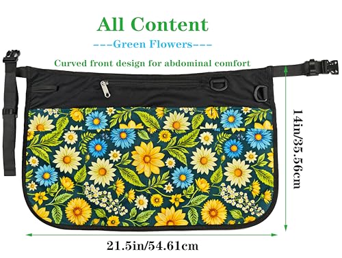 Bafelia Cleaning Apron Caddy for Women with 6 Pockets, Professional Waterproof Cleaning Supplies for Housekeeping - color: Green Flowers