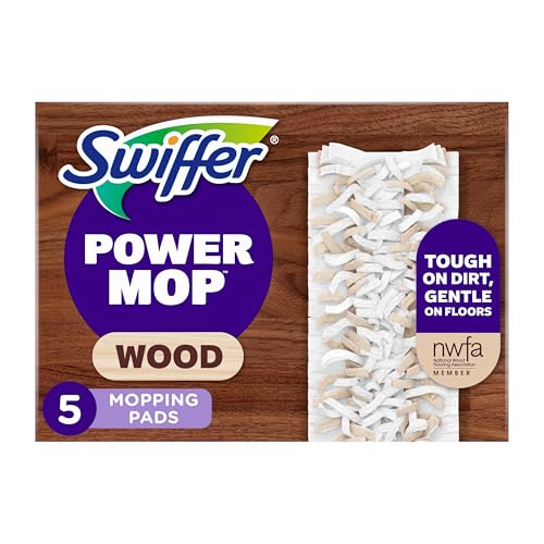 Swiffer PowerMop Wood Mopping Pad Refills for Floor Cleaning, 5 count