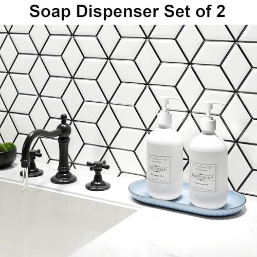 Kzeirm White Soap Dispenser Set of 2 - Kitchen & Bathroom, Hands & Dishes Soap Dispenser - color: White