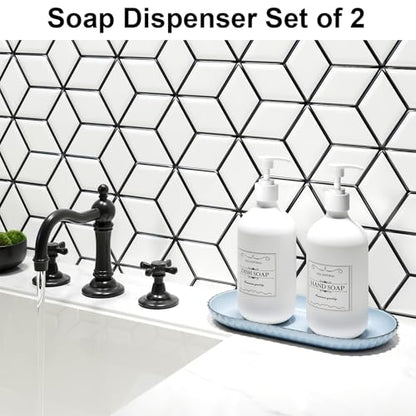Kzeirm White Soap Dispenser Set of 2 - Kitchen & Bathroom, Hands & Dishes Soap Dispenser - color: White