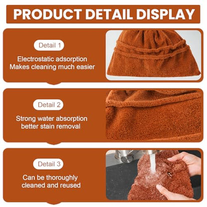 Flat Mop Pads Replacement Washable Floor Cleaning Cover Reusable Mop Head Cloth for Household Use(Brown) - color: Brown