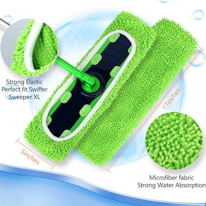Reusable Microfiber Mop Pads for Swiffer XL - 4 Pack XL Dry Sweeping Cloths & Wet Pads Refills - X-Large Heavy Duty Mopping Cloths for Floor Mopping and Sweeping (Mop is Not Included) - color: 4 Pack (Green)
