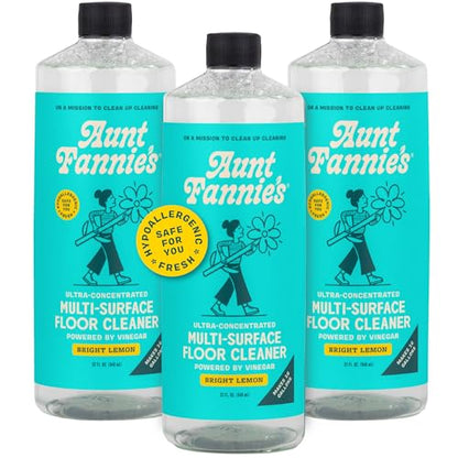 Aunt Fannie's Ultra Concentrated Floor Cleaner Vinegar Wash, Multi-Surface Solution For Mopping, Makes 16 Gallons, Bright Lemon Scent, 32 oz. (Pack of 3) - size: 32 Fl Oz (Pack of 3)