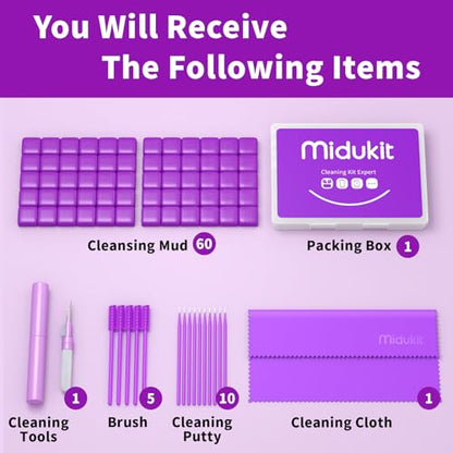 Cleaner Kit for Airpod, Earbud Cleaning Putty, Cleaning Kit Compatible with Airpods iPhone, fits Earbud Phone Ear Wax Dirt, Cleaning with Putty, Cleaning Pen, Microfiber Cleaning Cloth & Brushes