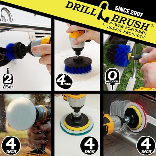 Cleaning Supplies - Drillbrush - Brush Drill Attachment Kit - Drill Brush Pads - Hot Tub Cleaner Brush - Pool Cleaner Brush - Scrub Brush - Power Cleaning Brush - Rotary Drill Brush Cordless Scrubber - color: Blue