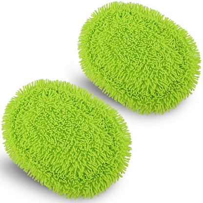 Microfiber Mop Refill for HoMerit Wall Cleaner, 2 Pack Reusable Washable Washer Pads, Dust Cleaning Walls, Ceilings, Windows, Baseboard, Dry Dust/Wet Wash Pad, Green-2