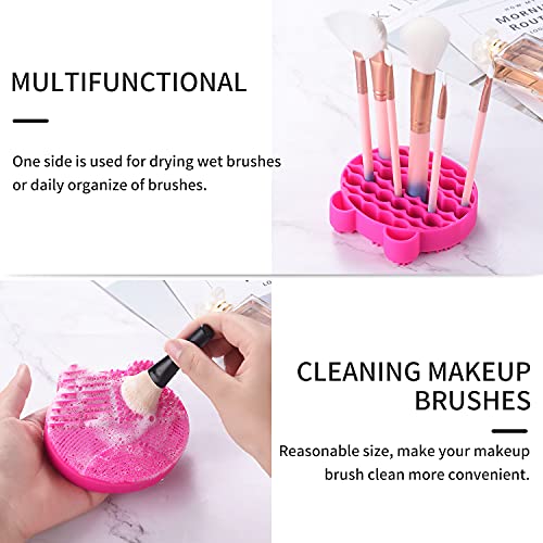 Bird&Fish Silicon Makeup Brush Cleaner Mat & Drying Pad with Carbon Removal Sponge (Rose Red) - color: Rose Red